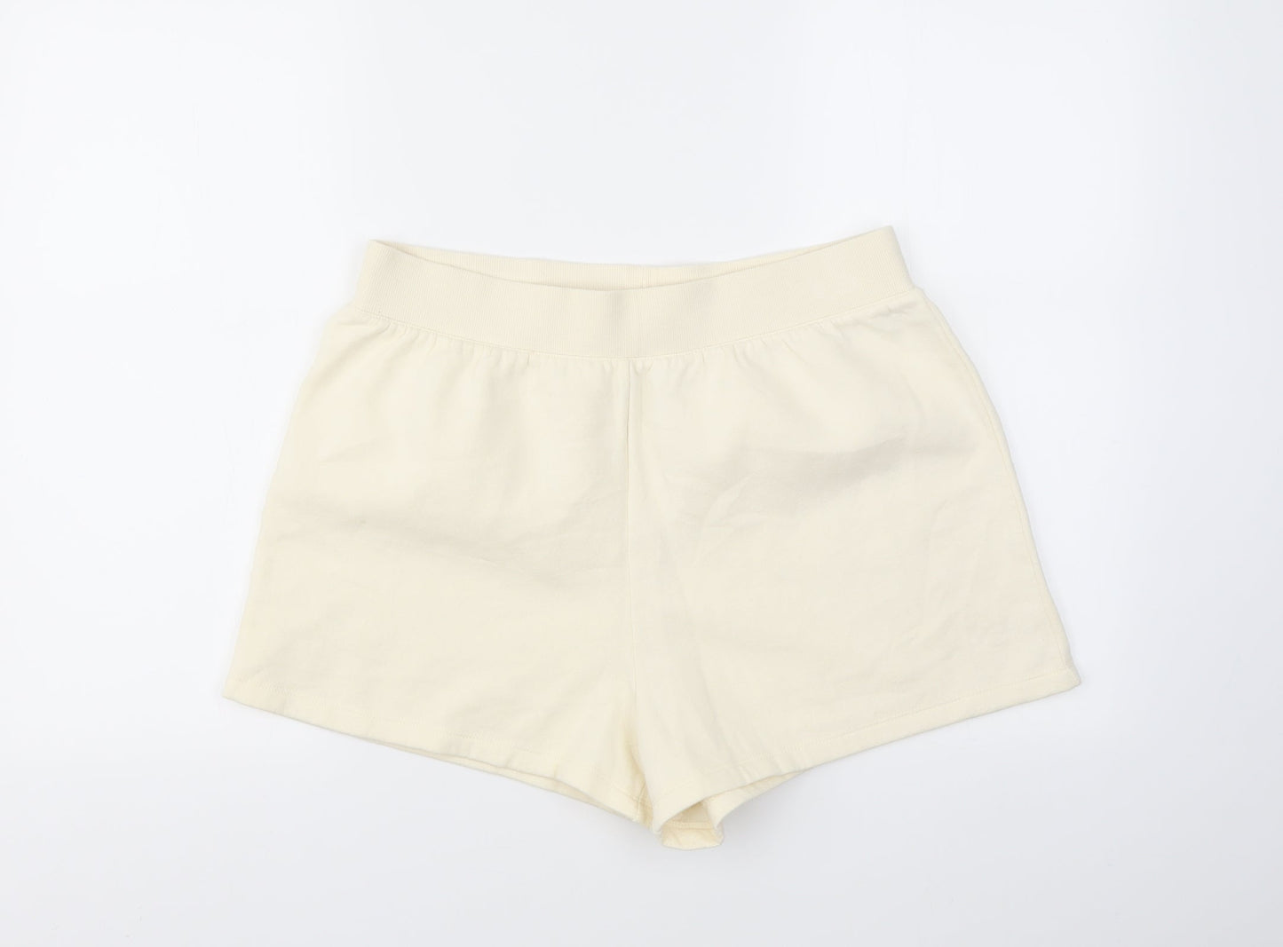 H&M Womens Ivory   Cut-Off Shorts Size M - stretch waistband