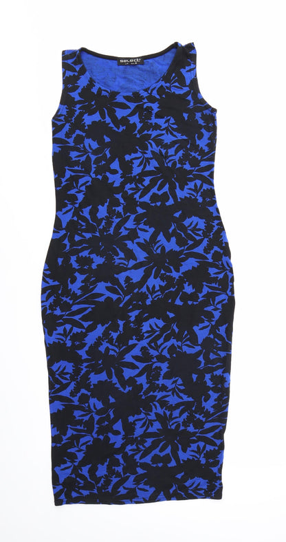 Select Womens Blue Floral  Fit & Flare  Size 8