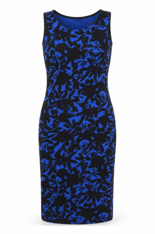 Front view of Select women’s blue floral fit & flare, size UK 8