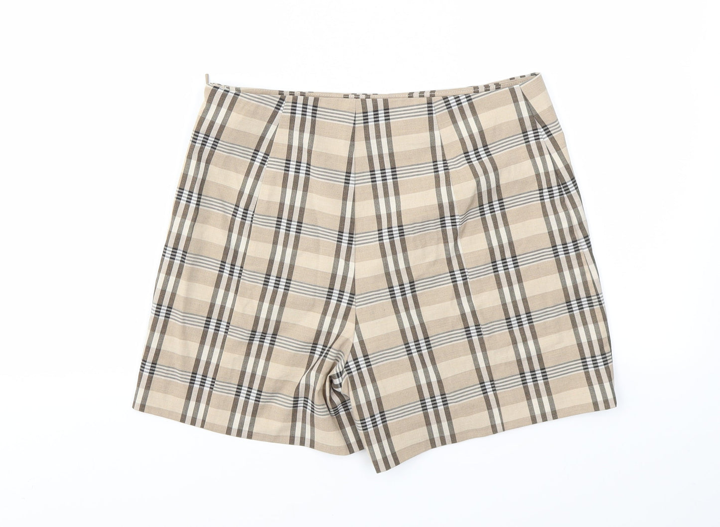 MNG Womens Brown Check  Cut-Off Shorts Size 30 in