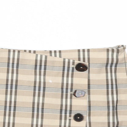 MNG Womens Brown Check  Cut-Off Shorts Size 30 in