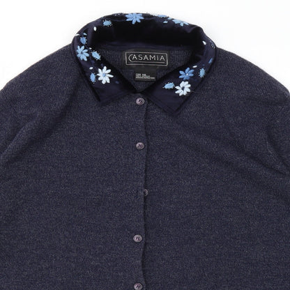 ASAMIA Womens Blue Floral  Cardigan Jumper One Size
