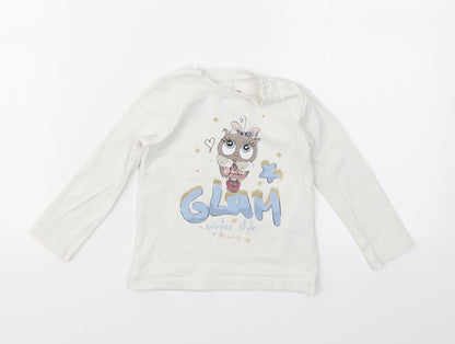 Additional front view of PRIMIGI girls’ white geometric basic t-shirt, size 10, years