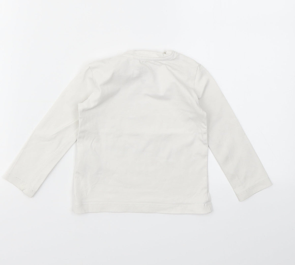 Back view of PRIMIGI girls’ white geometric basic t-shirt, size 10, years