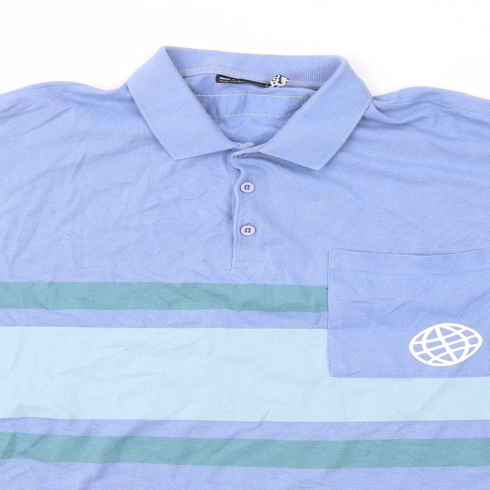 ASOS Mens Blue Houndstooth   Polo Size L