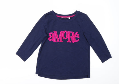 WULILUU Girls Blue Geometric  Pullover Jumper Size XS