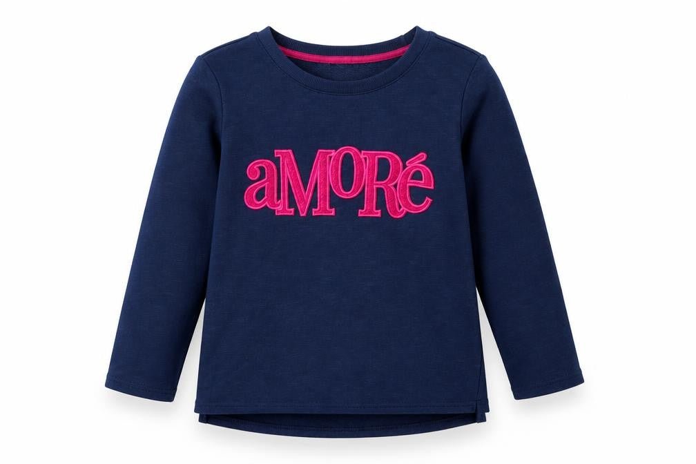 Front view of WULILUU girls’ blue geometric jumper, size XS