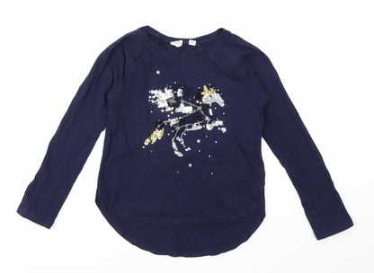 Additional front view of Gap girls’ blue geometric basic t-shirt, size S