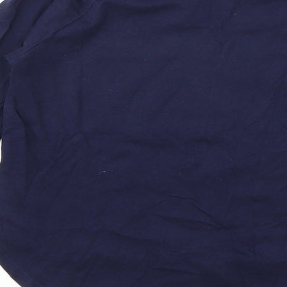 Brand and care label for Gap girls’ blue geometric basic t-shirt, size S