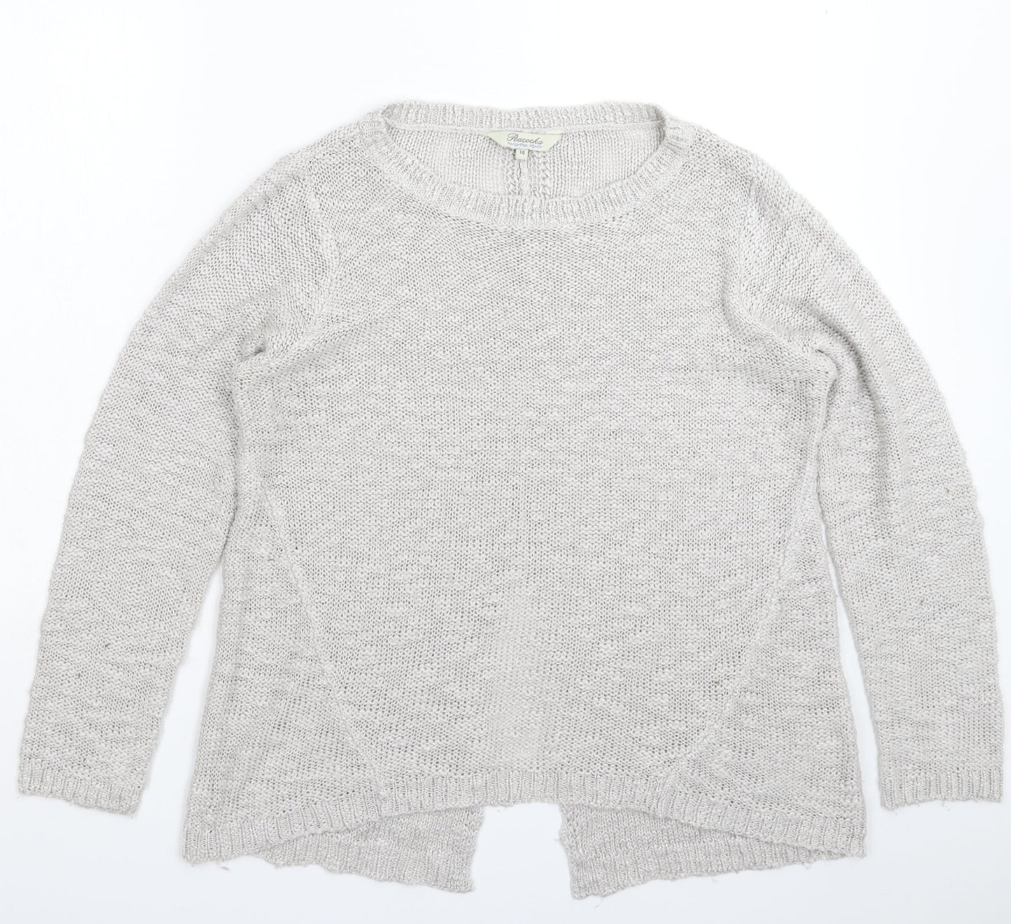 Womens UK Size 14 Peacocks Silver Pullover Jumper