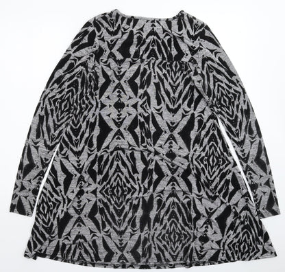 Ribbon Womens Grey Geometric Knit Jumper Dress  Size 8