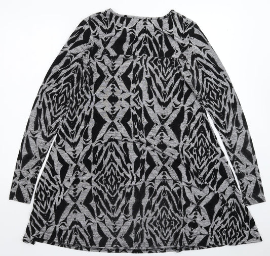 Ribbon Womens Grey Geometric Knit Jumper Dress  Size 8