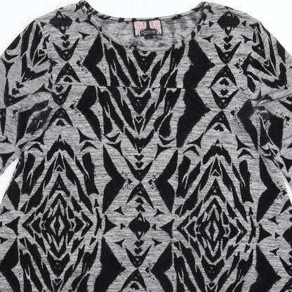 Ribbon Womens Grey Geometric Knit Jumper Dress  Size 8