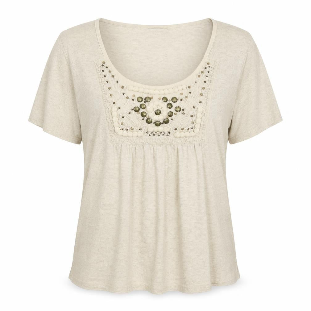 Front view of Country Casuals women’s grey basic t-shirt, size XL