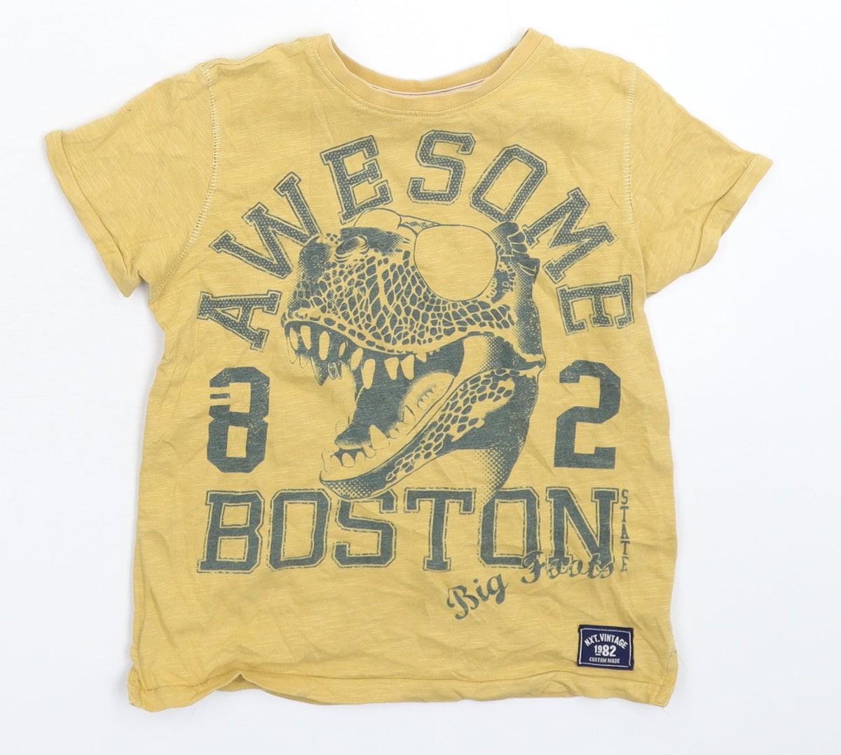 Additional front view of Next boys’ yellow basic t-shirt, size 5, years