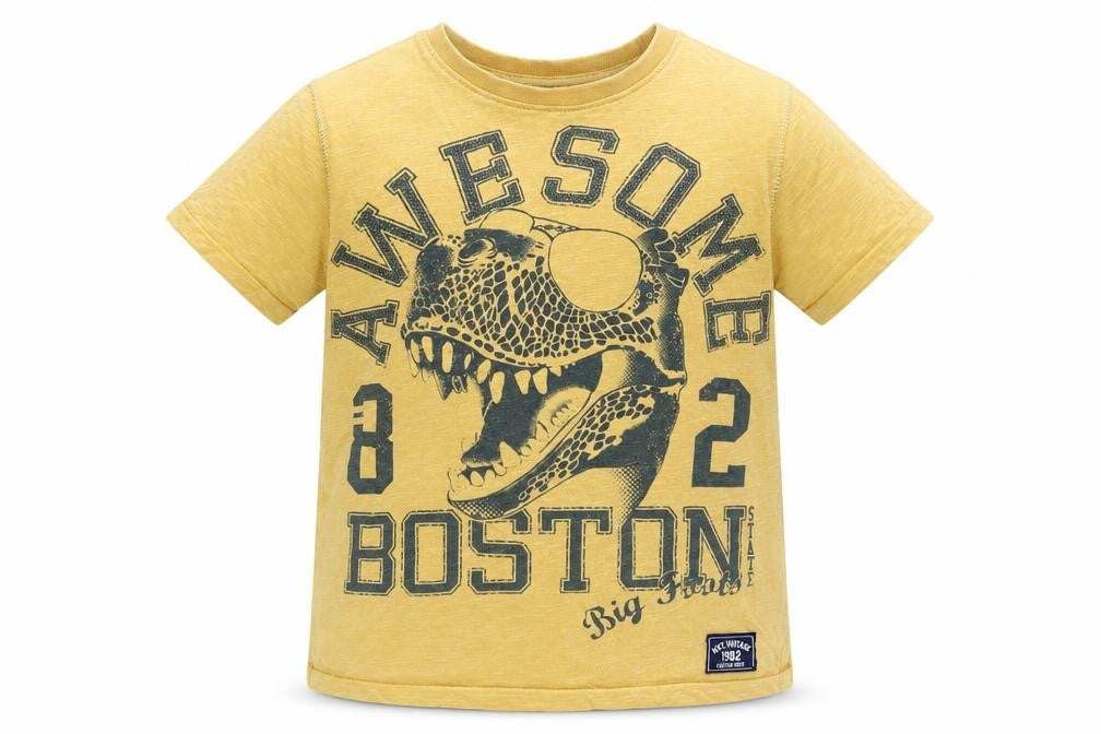 Front view of Next boys’ yellow basic t-shirt, size 5, years