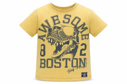 Front view of Next boys’ yellow basic t-shirt, size 5, years