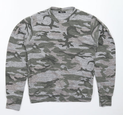 DX London Womens Grey Camouflage Knit Pullover Jumper Size L