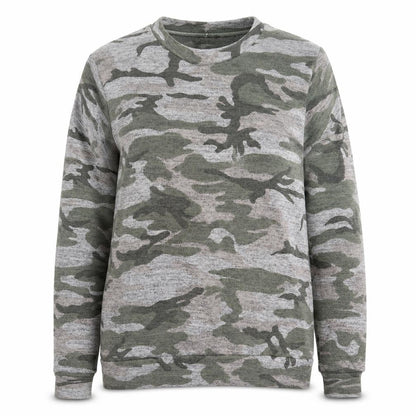 Front view of DX London women’s grey camouflage knit jumper, size L