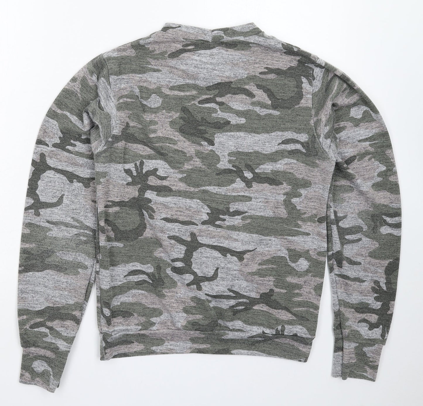 DX London Womens Grey Camouflage Knit Pullover Jumper Size L
