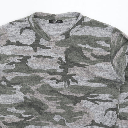 DX London Womens Grey Camouflage Knit Pullover Jumper Size L