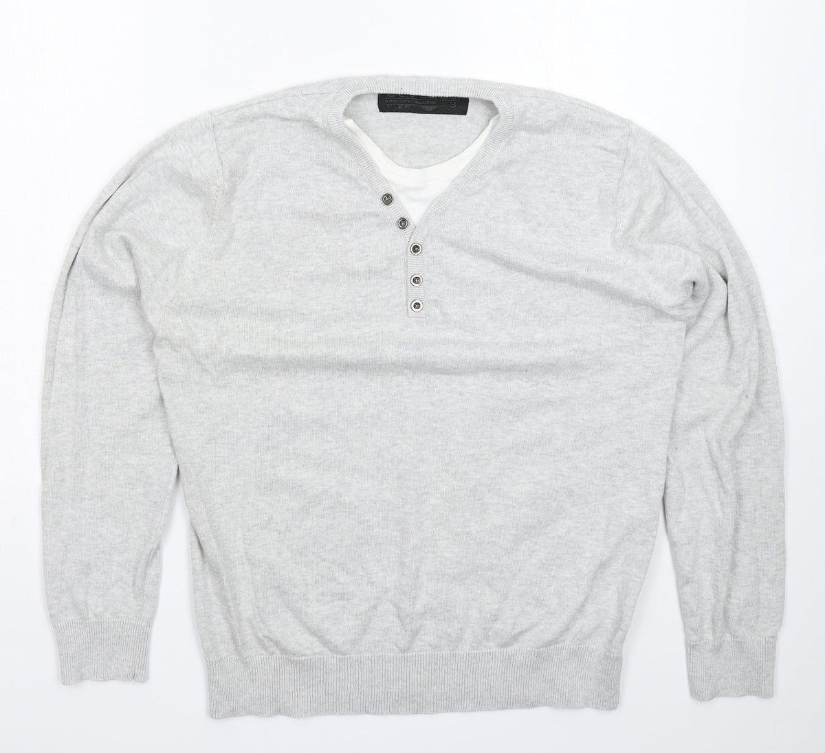 Additional front view of Outrage men’s grey knit jumper, size L