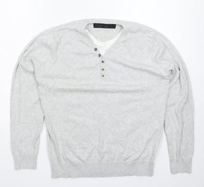 Additional front view of Outrage men’s grey knit jumper, size L