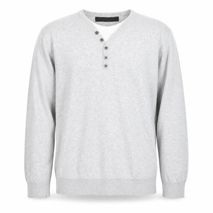 Front view of Outrage men’s grey knit jumper, size L