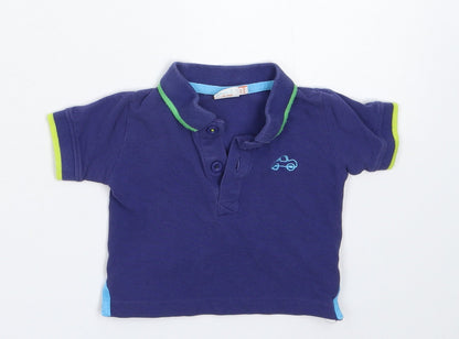 Additional front view of Blue Zoo Baby Blue Basic Polo, size 0-3, Months