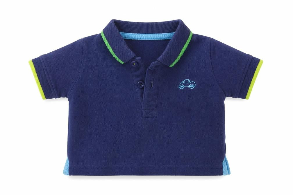 Front view of Blue Zoo Baby Blue Basic Polo, size 0-3, Months