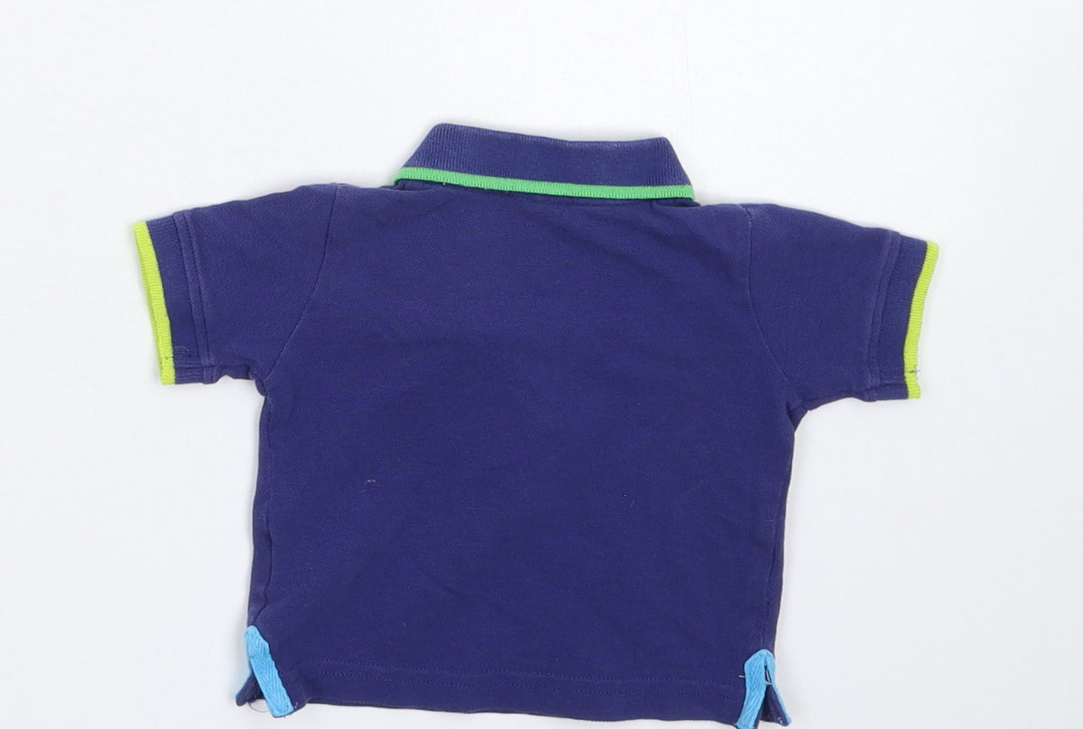 Back view of Blue Zoo Baby Blue Basic Polo, size 0-3, Months