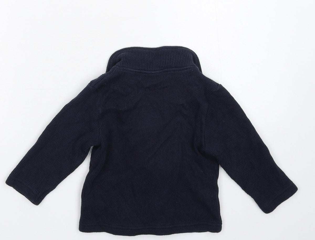 Back view of Next boys’ blue knit jacket blazer, size 6-9, months