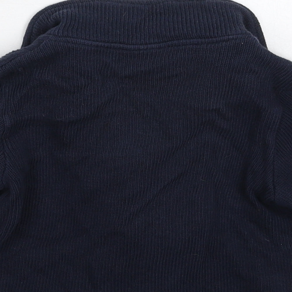 Brand and care label for Next boys’ blue knit jacket blazer, size 6-9, months