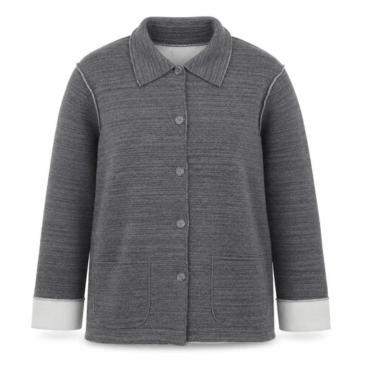 Front view of Joie de Vivre women’s grey fleece jacket, size M