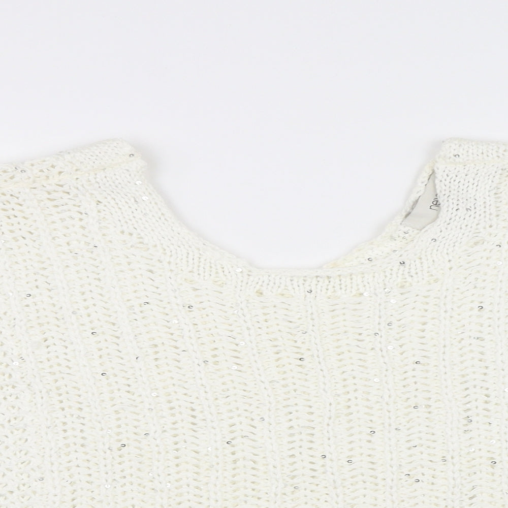 Womens UK Size M NEXT White Pullover Jumper