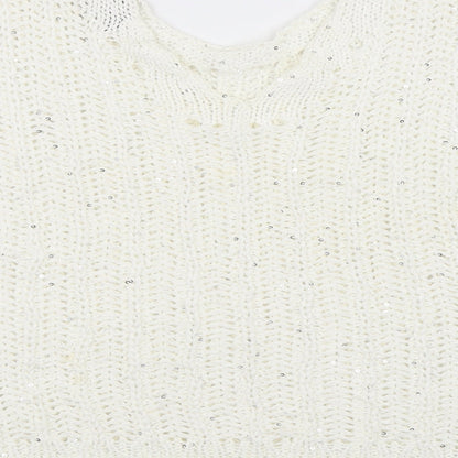 Womens UK Size M NEXT White Pullover Jumper