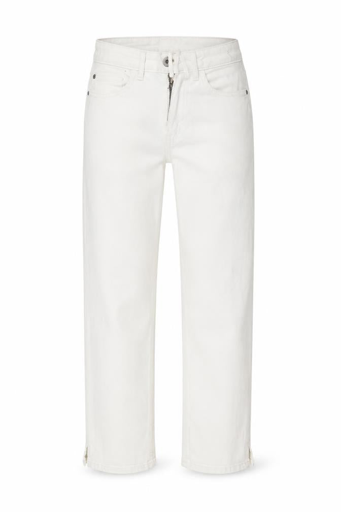 Front view of Marks & Spencer women’s white straight jeans, size UK 10, 24-inch leg