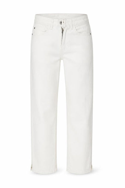 Front view of Marks & Spencer women’s white straight jeans, size UK 10, 24-inch leg
