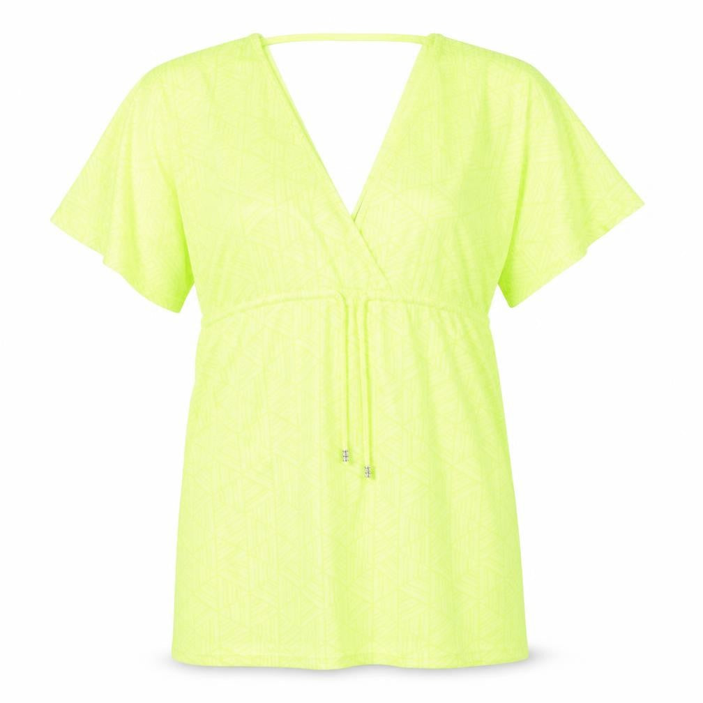 Front view of Primark women’s green geometric t-shirt dress, size XS