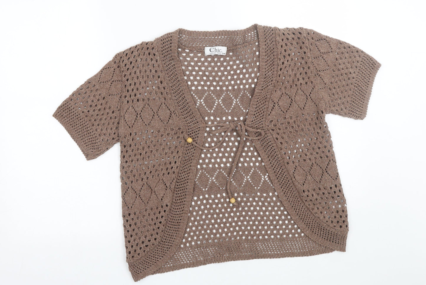 Womens UK Size S CHIC Brown Cardigan Jumper