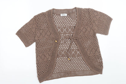 Womens UK Size S CHIC Brown Cardigan Jumper