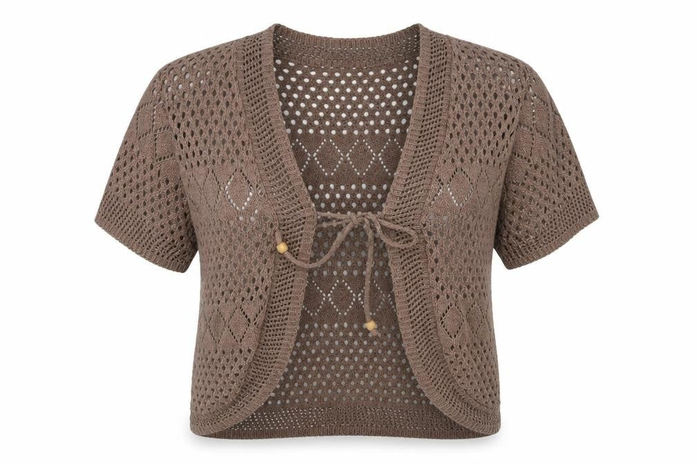 Womens UK Size S CHIC Brown Cardigan Jumper