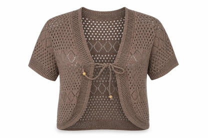 Womens UK Size S CHIC Brown Cardigan Jumper