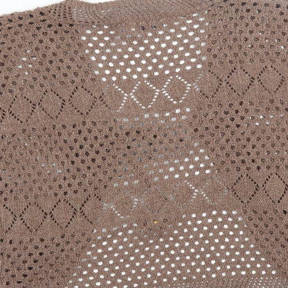 Womens UK Size S CHIC Brown Cardigan Jumper