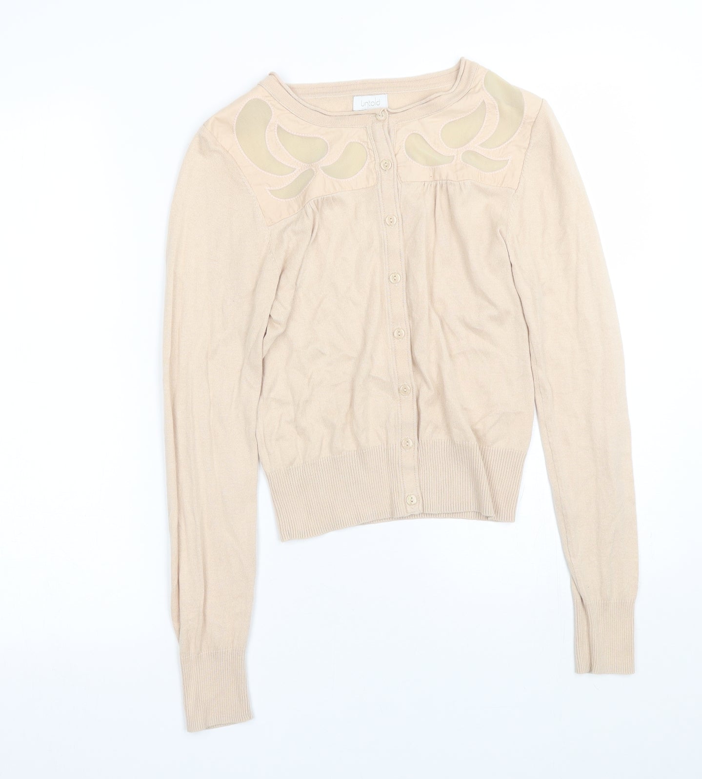 Womens UK Size 8 Untold Beige Cardigan Jumper