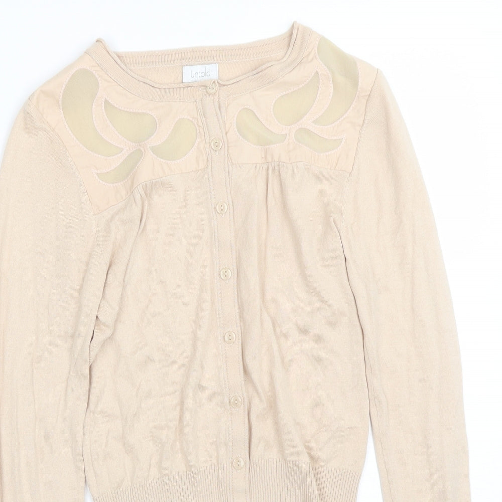 Womens UK Size 8 Untold Beige Cardigan Jumper