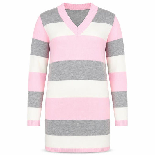 Front view of Figaro women’s multicoloured striped jacket dress, size UK 10