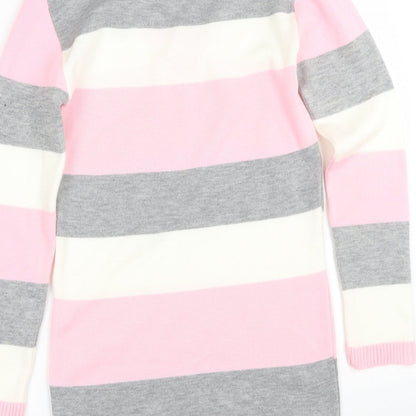 Brand and care label for Figaro women’s multicoloured striped jacket dress, size UK 10