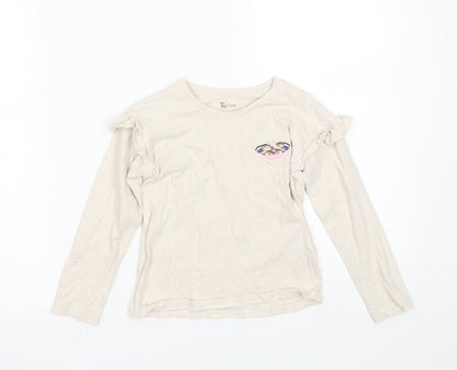 Additional front view of Tu girls’ beige basic t-shirt, size 5, years - butterfly