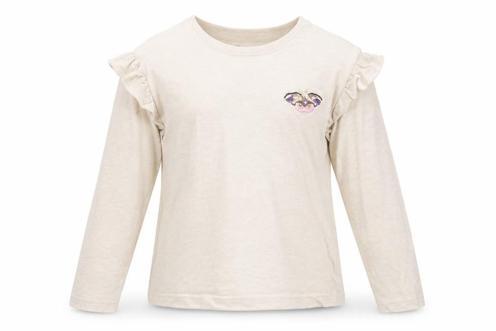 Front view of Tu girls’ beige basic t-shirt, size 5, years - butterfly